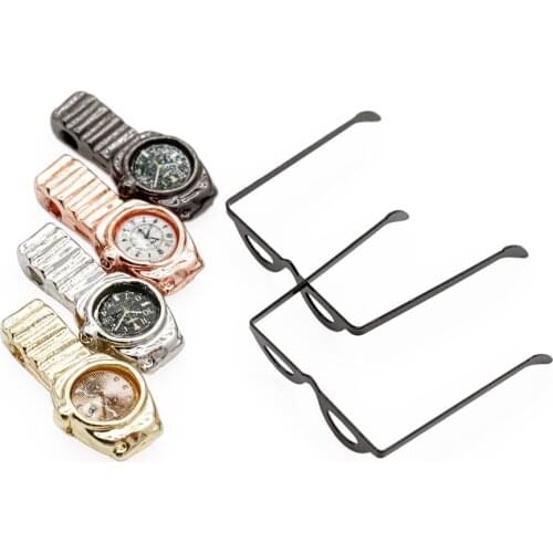 Odoria 1:12 Miniature 4 Colors Wrist Watches and 2 Metal Eyeglasses for Clothes Set Dollhouse Accessories Doll House Decoration