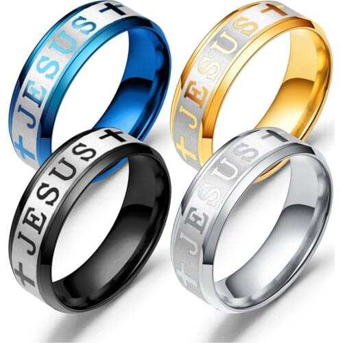 YWSHK 2021 Religious Christian Midi Ring Stainless Steel Russian Jesus Cross Ring GOD SAVE US Amulet Ring for Men Wholesale