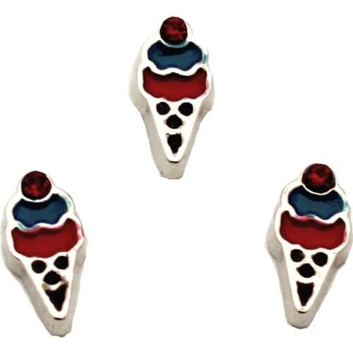 Newest 10pcs/lot Metal Enamel Colours Icecream Floating Chaems For Living Glass Memory Lockets Necklace DIY Jewelry