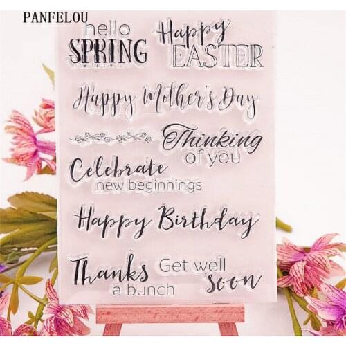 PANFELOU birthday blessing Transparent Silicone Rubber Clear Stamps cartoon for Scrapbooking/DIY Easter wedding album