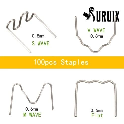 100 Pcs/Set Precut 0.6mm-0.8mm Hot Wave Flat Staples For Plastic Stapler Repair Welder Repair Parts