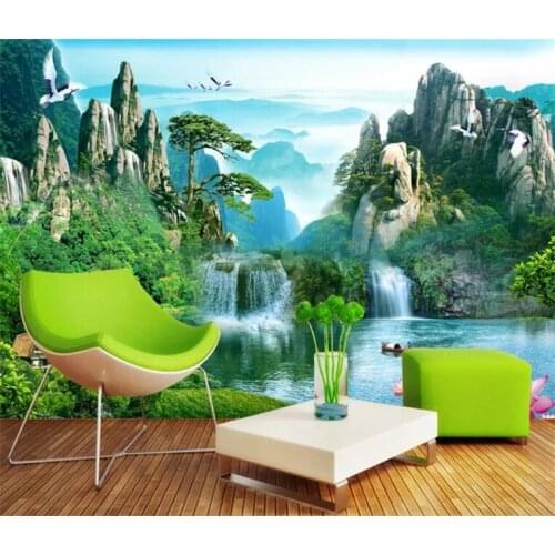 Custom photo wallpaper murals landscape natural three-dimensional landscape waterfall 3D TV wall papel de parede 3d para