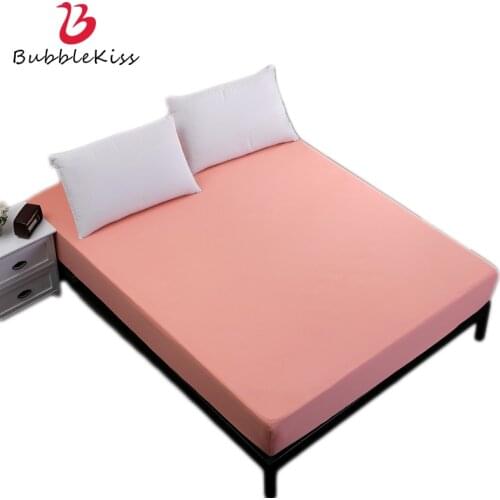 Bubble Kiss Home Soft Cotton Sheets for Bed Elastic Solid Color Bedroom Sets of Complete Bed Sheets Queen Size Bed Linen