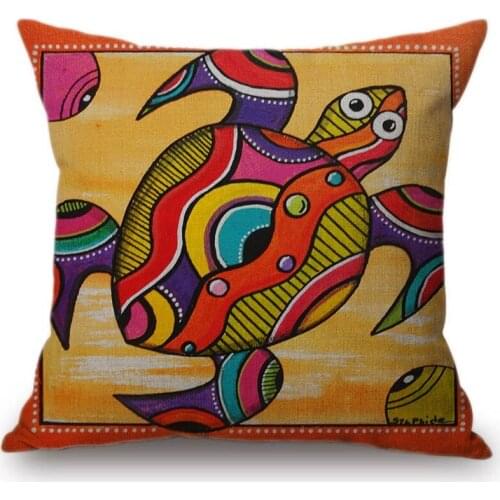 Modern Decoration Art Colorful Animal Cartoon Turtle Sofa Throw Pillow Case Cute Owl Giraffe Fish Kids Room Decor Cushion Cover