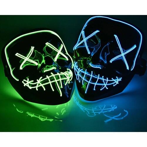 Halloween Glowing Mask Flash Blood Horror Thriller LED Face Mask Party Mask Skull Head Atmosphere Props