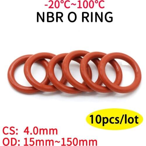 10pcs VMQ O Ring Seal Gasket Thickness CS 4mm OD 15 ~ 45mm Silicone Rubber Insulated Waterproof Washer Round Shape Nontoxi Red