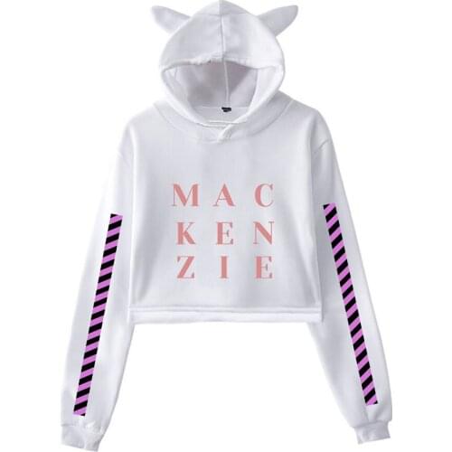 Mackenzie Ziegler spring new hot sale Kawaii cat ear cotton hoodie casual pullover loose hoodie comfortable short sexy hoody top
