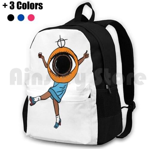 Eyeball Lady Outdoor Hiking Backpack Waterproof Camping Travel Vintage Costume Costume Blue Orange Eye Blue And Orange Lady In