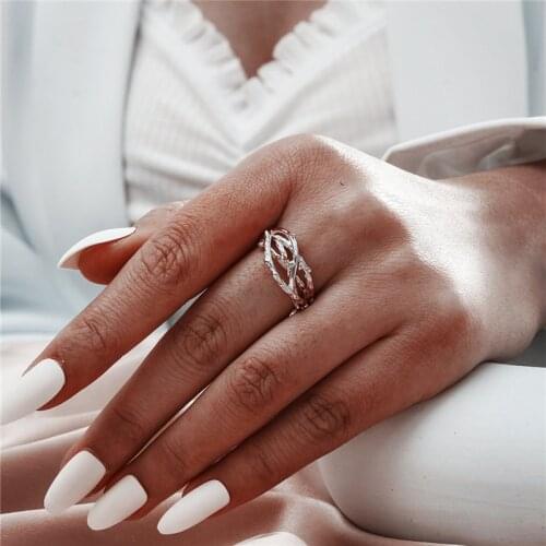 Unique Trendy Irregular Design Adjustable Open Branch Vine Ring Gold Silver Color Womens Rings Party Jewelry Accessories