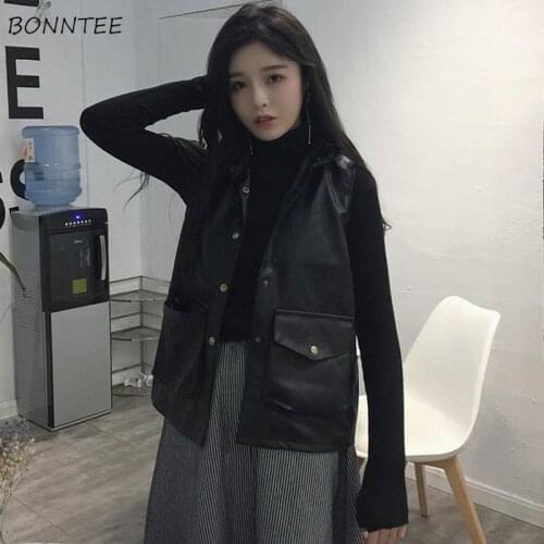Vests Women Solid Chic Streetwear Fashionable Stylish Leisure Sleeveless Female Waistcoats All-match Harajuku Daily Korean Style