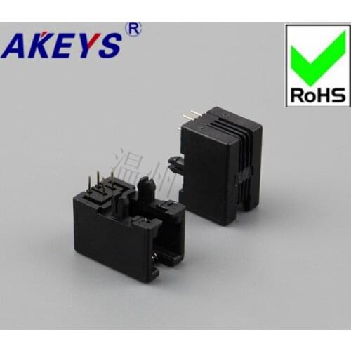 10PCS high quality RJ11 socket 95001-4P4C-90 -black handset telephone socket 90 degree telephone socket