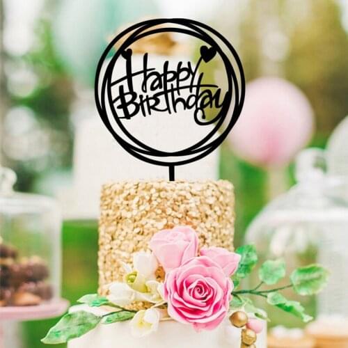 100pcs/lot Creative HAPPY BIRTHDAY design wedding cake inserted card Wedding Birthday Cake Topper Party Cake Decorations