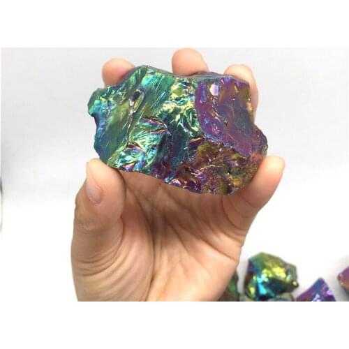 2.2LB Top quality natural raw crystal point rainbow aura quartz titanium crystal stone