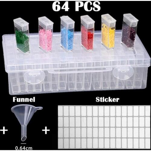 28/64pcs Bottles Diamond Painting Tools Accessories Storage Box Beads Container Diamond Embroidery Stone Mosaic Convenience Box