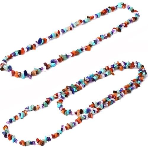 3-8mm Irregular Freeform Chip Stone Tiger Eye Red Jasper Gravel 7 Chakra Necklace For Reiki Healing Crystal Yoga Women Jewelry