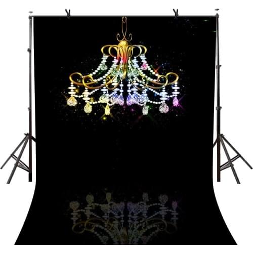 5x7ft Colorful Chandelier Background Dark Theme Party Photography Background and Photography Studio Backdrop Props