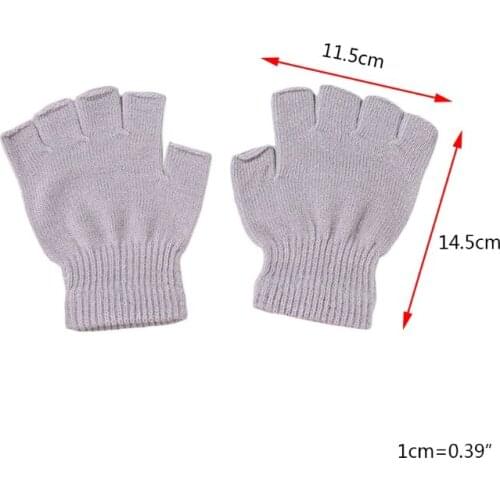 6 Pairs Men Women Unisex Winter Knitted Half Finger Gloves Simple Solid Color Warm Fingerless Stretchy Typing Mittens
