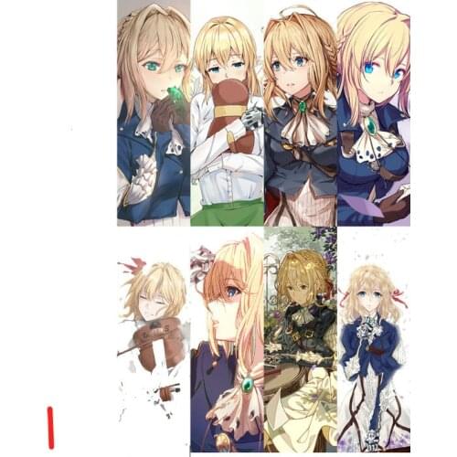 8pcs Violet Evergarden Anime Bookmarks Waterproof Transparent PVC Plastic Bookmark Beautiful Book Marks Gift