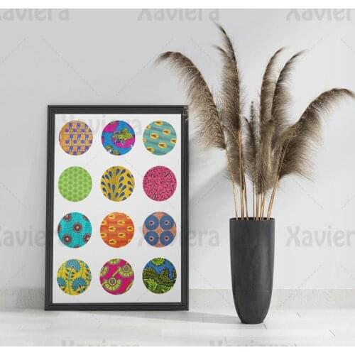Abstract Flower Market Pattern Circles Wall Art Posters Colorful Canvas Painting Wall Pictures for Living Room Home Decoration