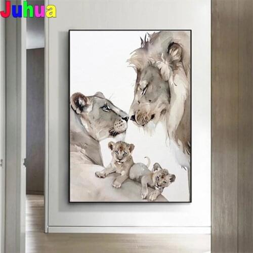 The Lion Family diy Diamond Painting Full Square Round Drill Mosaic Picture animal Diamond Embroidery home decor drop shipping