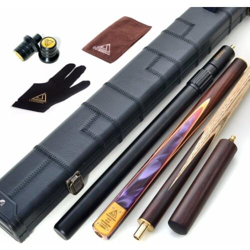 CUESOUL 57" 3/4 Jointed Snooker Cue Hand-Spliced with 2 Extensions Packed in Leatherette Cue Case