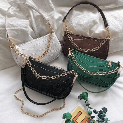 Women Chain Designer Luxury Handbag Female Travel Tote Fashion Crocodile Pattern Baguette Bags Mini Pu Leather Shoulder Bags