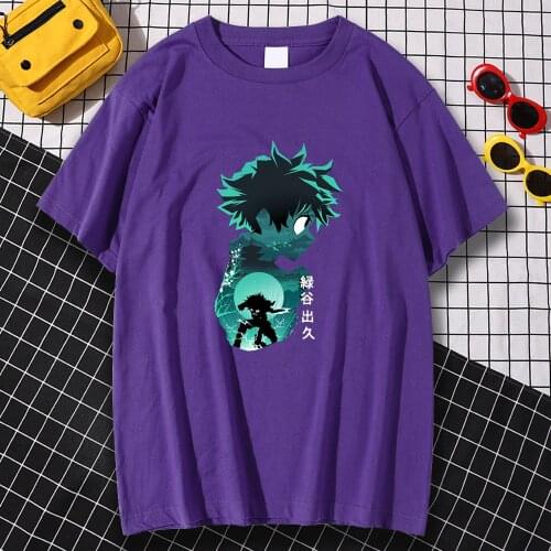 Cotton T Shirts For Men My Hero Academia Japan Anime Casual Design Loose Tee Clothing Mens T-shirts