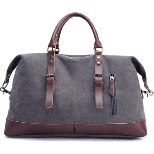 Canvas Leather Men Travel Shoulder Bag Carry on Luggage Tote Bags Men Large Capacity Duffel Messenger Bag Male Casual Handbags