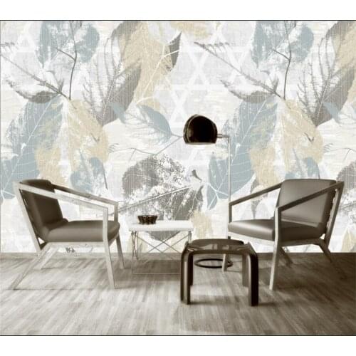 Customized wallpaper 3d Nordic retro plant leaves modern minimalist geometric mural living room restaurant background wall обои