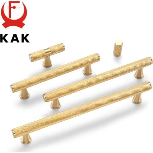 KAK Brass Cabinet Handles Luxury Gold Furniture Handles Copper Drawer Knobs Heavy Duty Wardrobe Door Pulls Cabinet Hardware