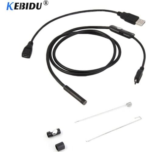 Kebidu 7mm Inspection Pipe 1m Endoscope Waterproof Mini USB Camera Snake Tube 720P with 6 LED Borescope For Android Phone PC