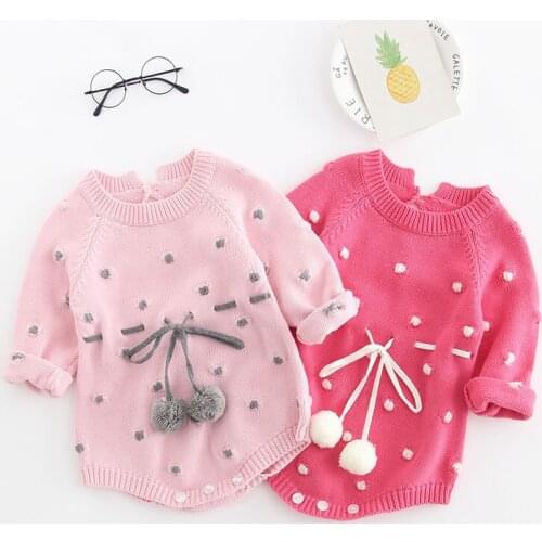 Newborn Baby Girl Romper Spring Newborn Knitted Baby Clothes For Girls Jumpsuit Pompom Infant Toddler Jumpsuit Outfit For kid