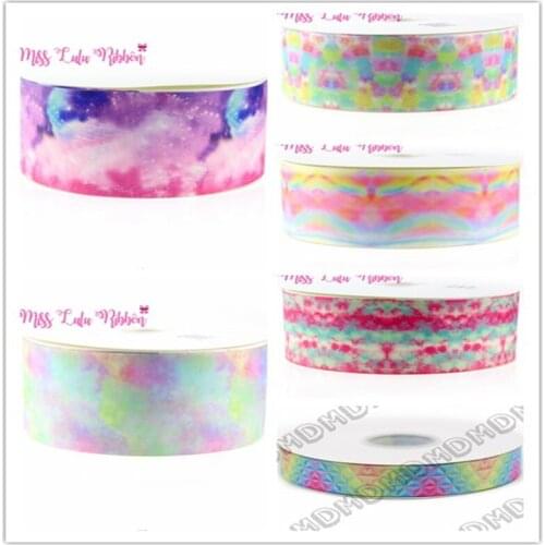 3"75mm rainbow printed grosgrain ribbon 38mm geometric ribbon 25mm / fold over elastic ribbon DIY Handmade hair bows 50 yards