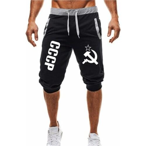 Hot Sale New Men CCCP Russian USSR Soviet Union Shorts Casual Male Cargo Shorts Knee Length Mens Summer Short Pants Homme