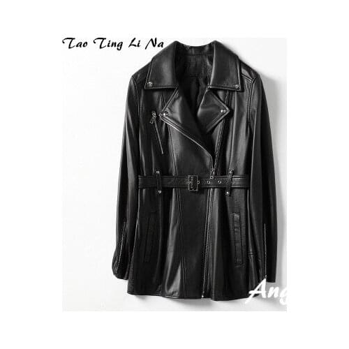 Top brand Spring 2020 Women Genuine Real Sheep Leather Jacket H21 high quality