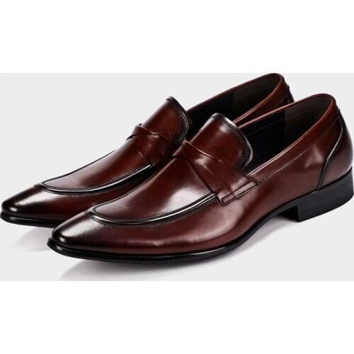 Mens shoes Spring new Top layer leather British retro business dress leather shoes single shoe high quality handmade shoejv