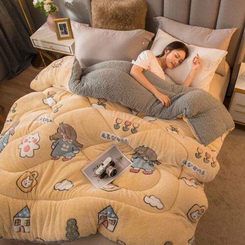 Soft Winter Quilt Blanket For Bed Printed Mink Throw Twin Full Queen Size Single Double Bed Fluffy Warm Fat Thick Blankets