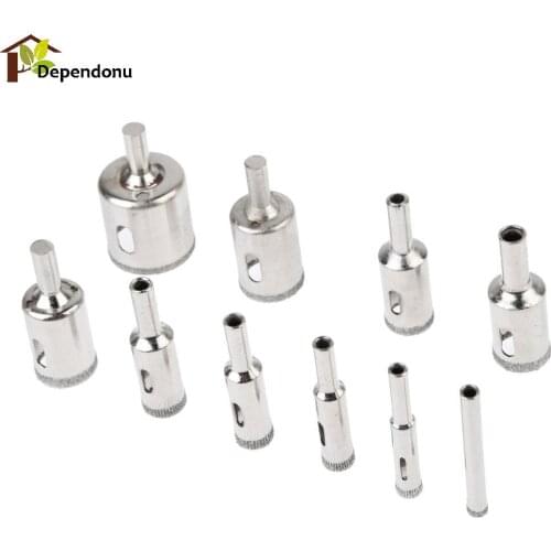 10pcs Diamond Drill Bit Set 6mm-30mm Diamond Coated Core Hole Saw Drill Bits Tool Cutter for Glass Marble Tile Granite Drilling