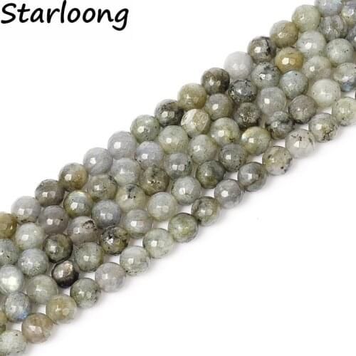 New arrival 4-12mm Faceted Labradorite Moonstone Stone Natural Stone Beads Loose 15" For Jewelry Making Diy Bracelets Necklaces