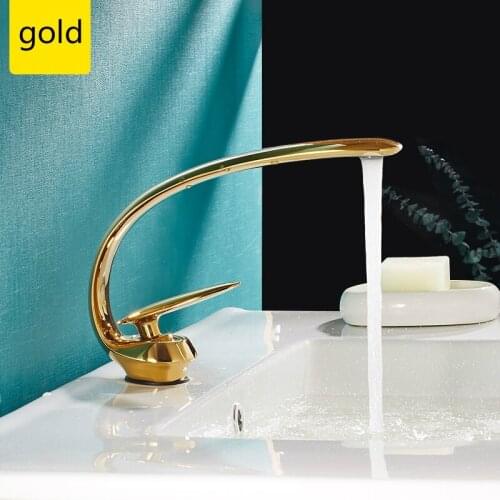 Rose Gold Bath Tub Faucet Solid Brass Gold Bathroom Faucet Deck Mounted Single Holder Single Hole Kitchen Sink Mixer Water Tap