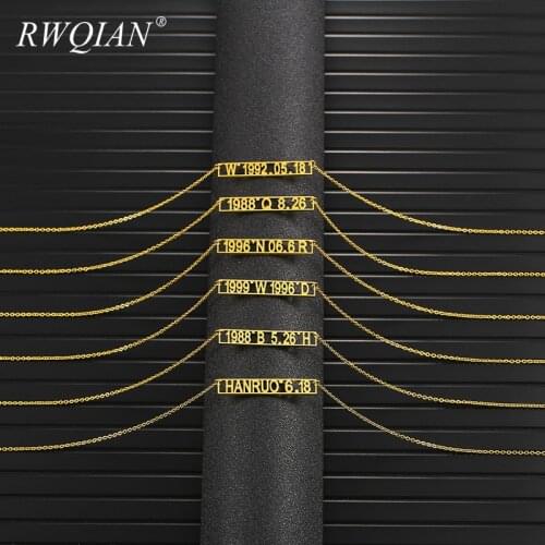 Personalized Custom Necklace Gold Stainless Steel Chain Pendant Choker For Women Customized Nameplate Date Coordinate Necklaces