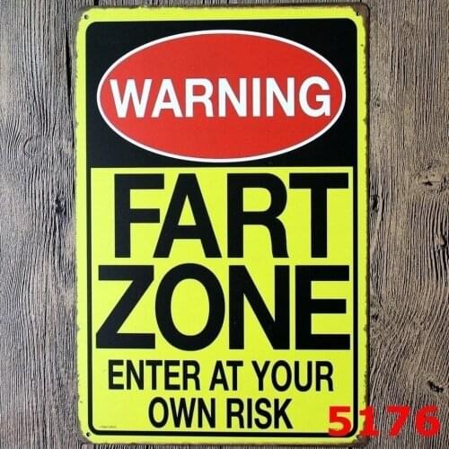 Metal Tin Sign Warning Fart Zone Decor Bar Home Vintage Retro Poster Cafe Art(Visit Our Store, More Products!!!)