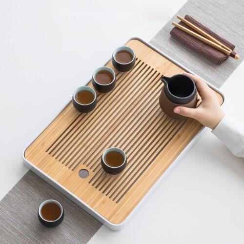 Handmade Chinese Tea Table Tray Decoration Afternoon Serving Dish Tea Tray Ceremony Solid Bandeja Kitchen Teaware DH50CP