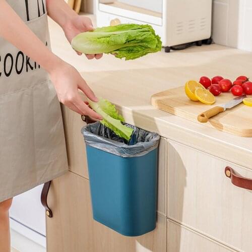 Home Kitchen Slide Cover Hanging Trash Rubbish Garbage Can Waste Paper Basket Trash Can Garbage Bin