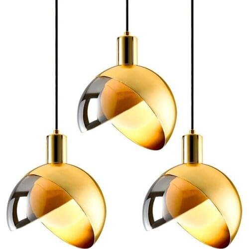 Nordic Rose Gold Glass Ball Pendant Light Creative Aisle Living Room Bedside Hanglamp Dinner Kitchen Decor Led Light Fixtures