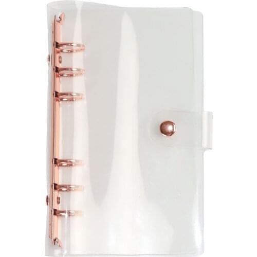 Transparent Plastic A5 Binder Rose Gold Clip File Folder 6 Hole Clear A5 A6 PVC Binder