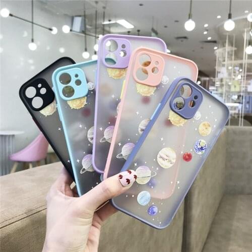 Planet Star Cartoon Clear Phone Case For iPhone 11 12 Pro Max Mini X XR XS Max 7 8 Plus SE 2020 Camera Protection Hard PC Cover