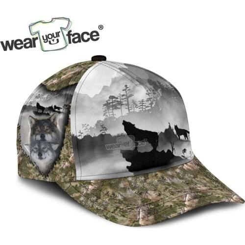 Wolf Animals Fishing Deer All Over Printed Snapback Hat Women Men Adult Hip Hop Headwear Outdoor Casual Sun Visor Baseball Cap