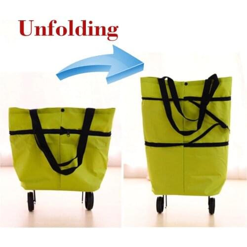 Car Folding Luggage Cart adjustable Shopping Bag Fashion Flexible Cargo Bag With Wheels For Grandmother Women Ladies