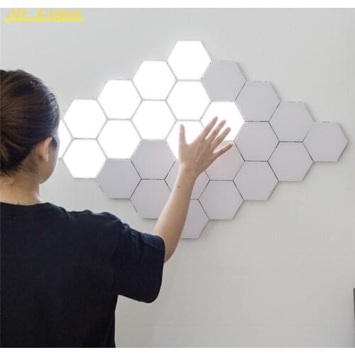 Modern Quantum Light Touch Sensor Night Lights LED Hexagon Light DIY Magnetic Modular Touch Wall Lamp Home Decoration Night Lamp